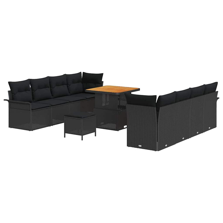 Tuin Sofa Set met kussen met opslag met kussen 11 pcs Zwart