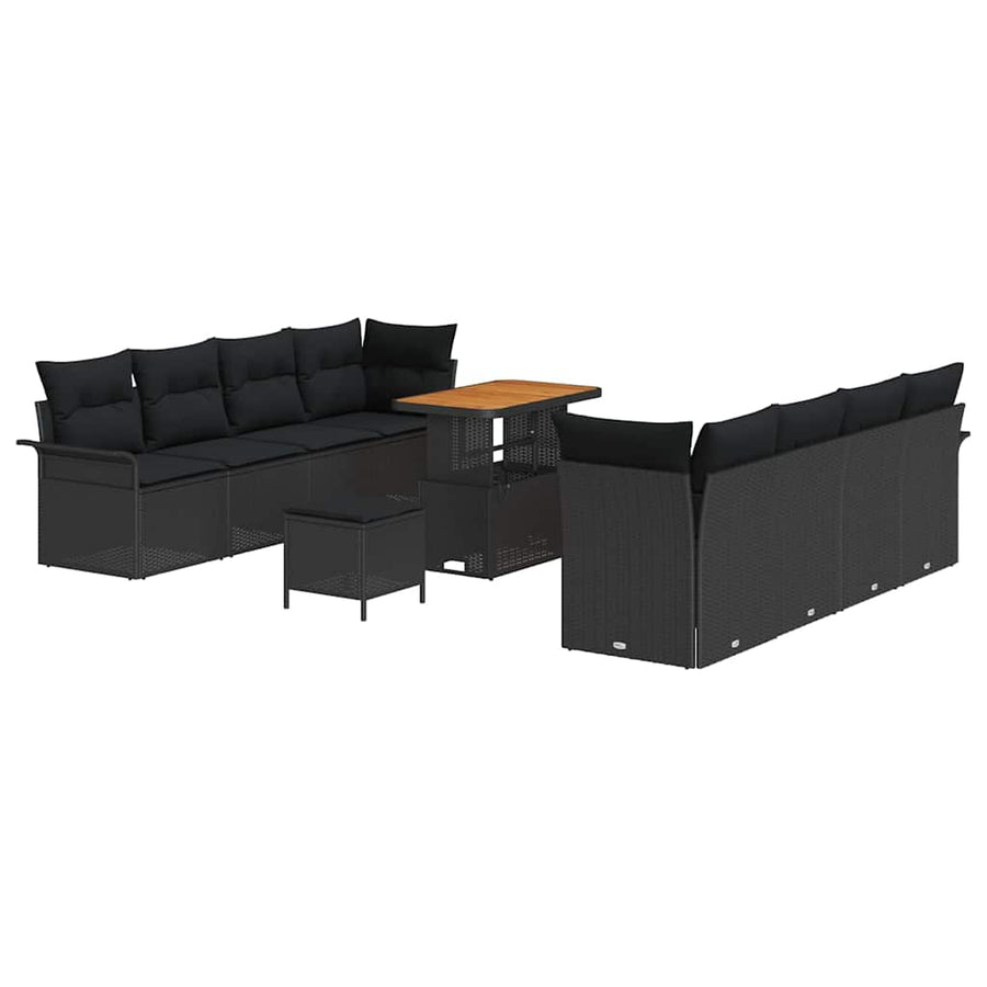 Tuin Sofa Set met kussen met opslag met kussen 11 pcs Zwart