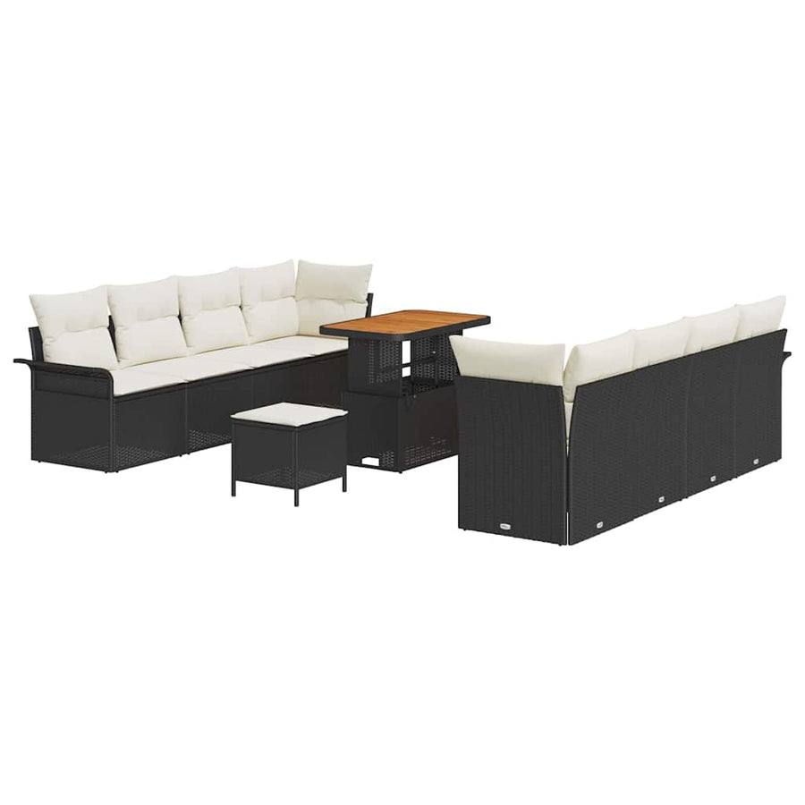 Tuin Sofa Set met kussen met opslag 11 pcs Zwart en Crème