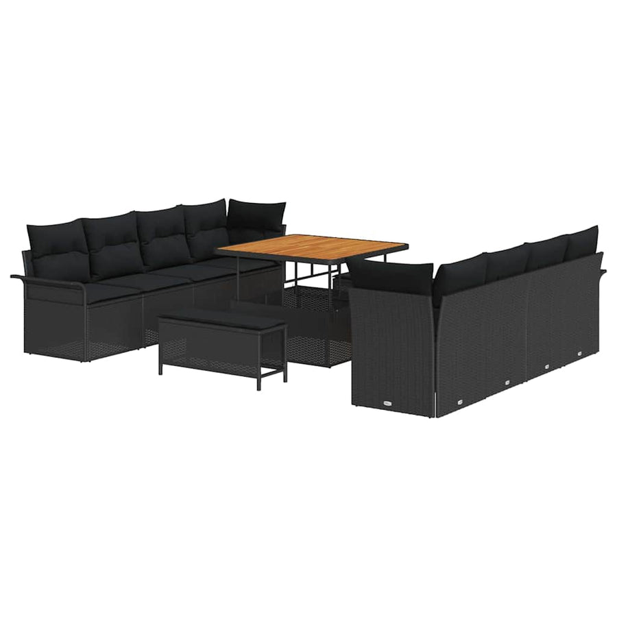 Tuin Sofa Set met kussen met opslag met kussen 11 pcs Zwart