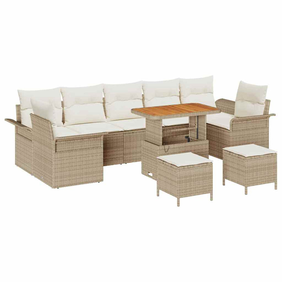 Tuin Sofa Set met kussen met opslag 10 pcs Beige en Crème