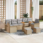 Tuinset polyrattan 10-delig beige lichtgrijs acaciahout