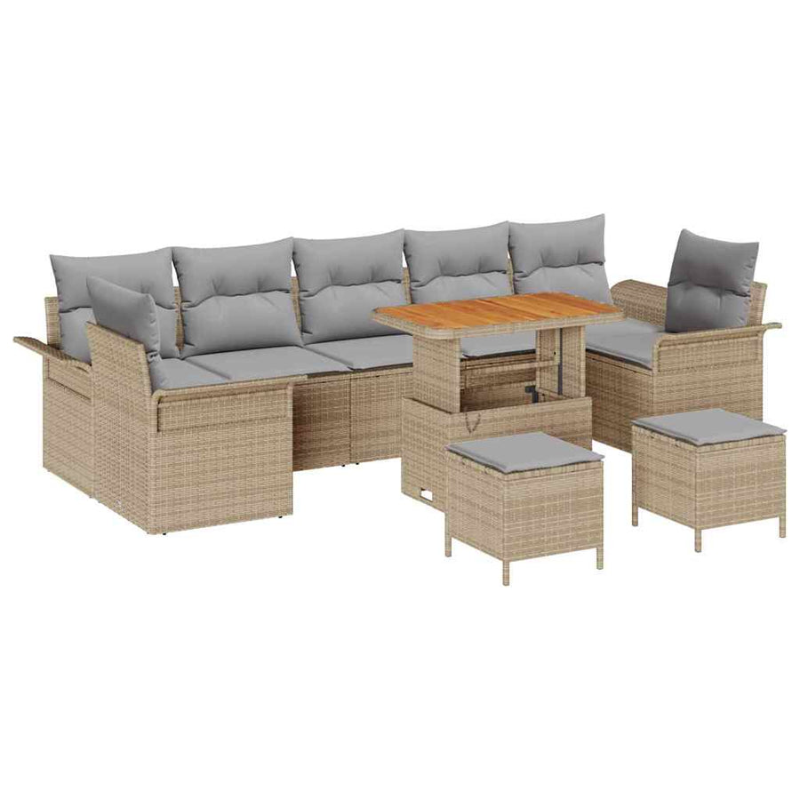 Tuin Sofa Set met kussen met opslag 10 pcs Beige en Licht Grijs