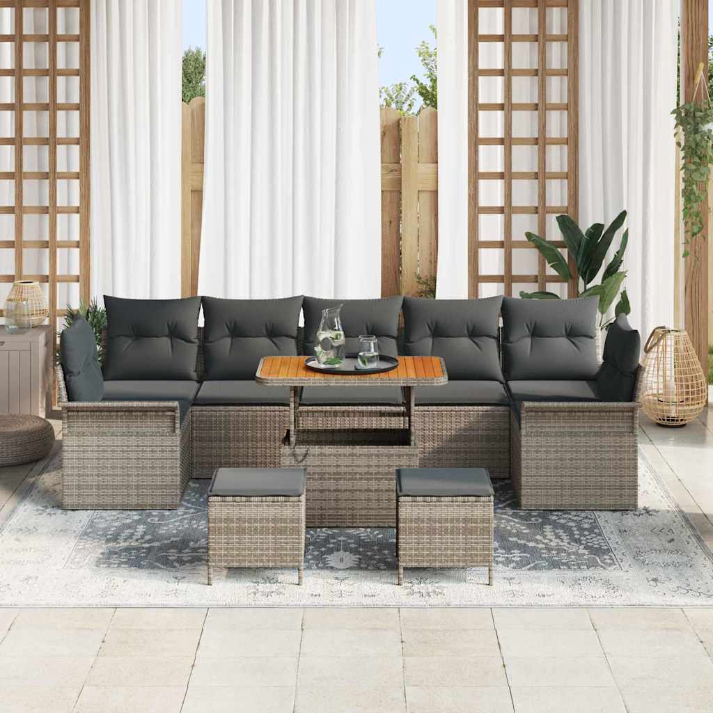 Tuin Sofa Set met kussen met opslag met kussen 10 pcs Grijs