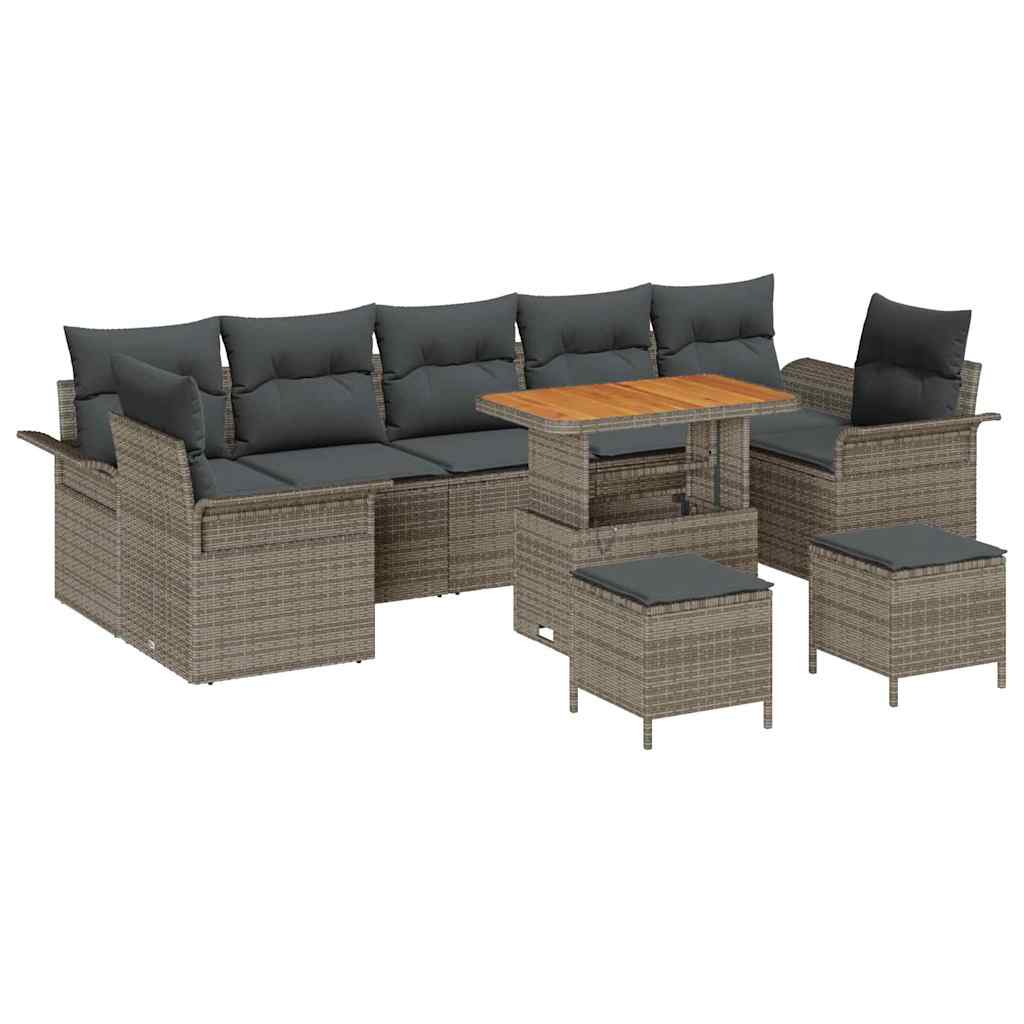 Tuin Sofa Set met kussen met opslag met kussen 10 pcs Grijs