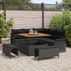 Garden Sofa Set with Cushions Storage 8 pcs Black