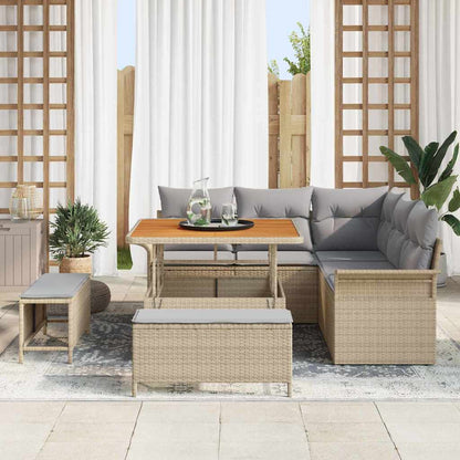 Tuin Sofa Set Met Kussen Met Opslag 8 Pcs En Licht Grijs 100 cm tafellengte Beige Lichtgrijs