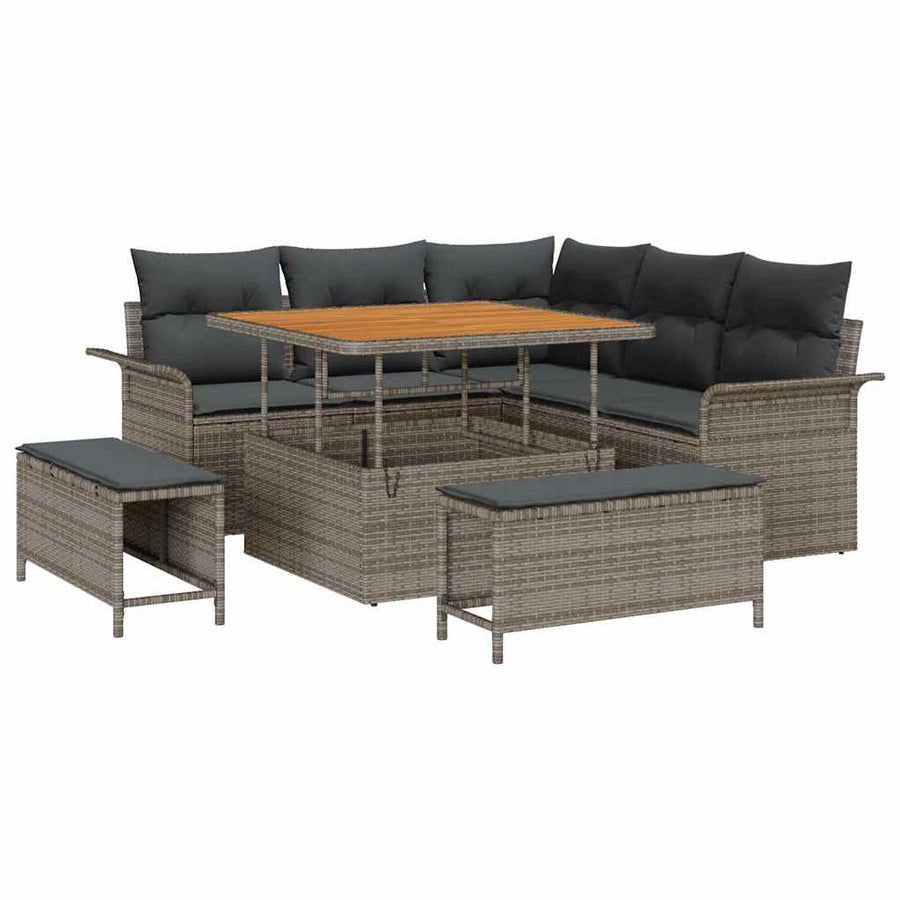 Tuin Sofa Set met kussen met opslag met kussen 8 pcs Grijs