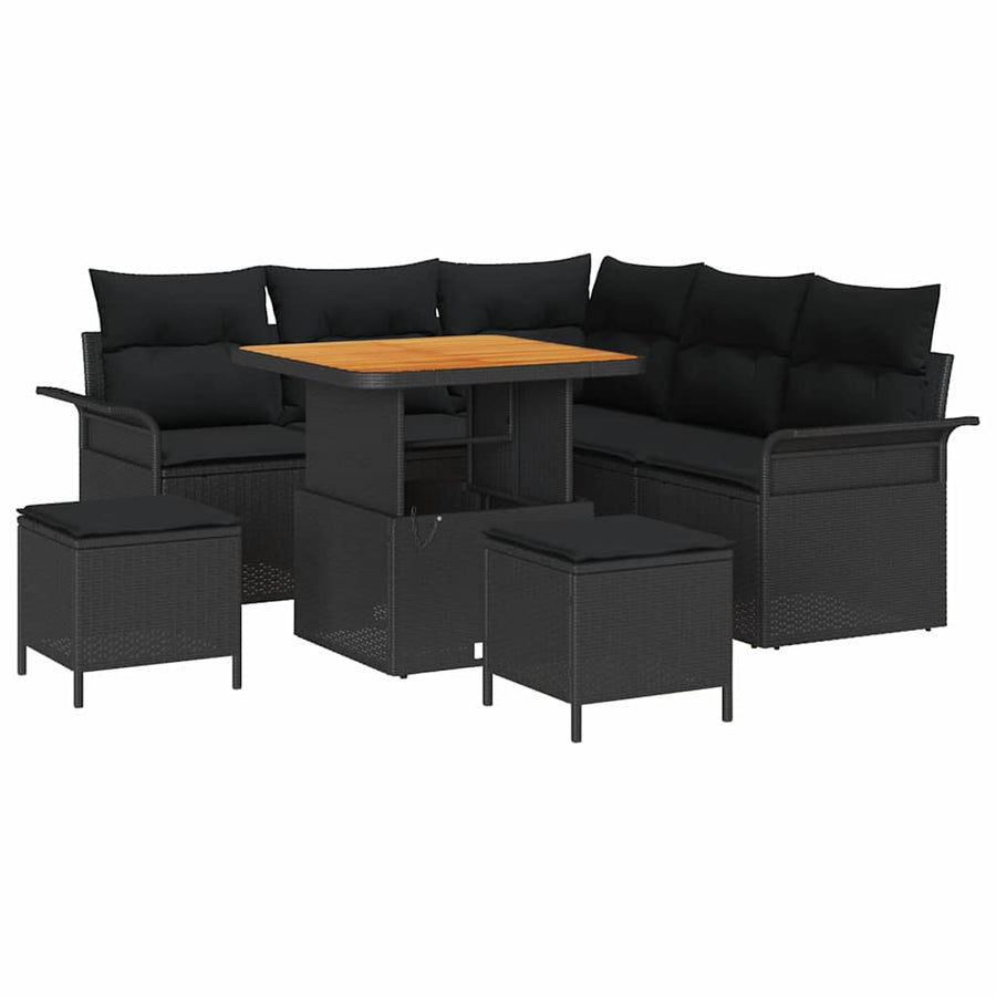 Tuin Sofa Set met kussen met opslag met kussen 8 pcs Zwart