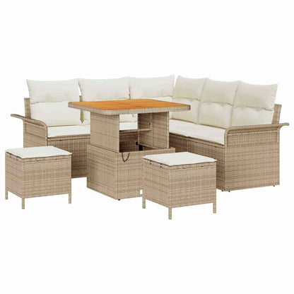 Tuin Sofa Set met kussen met opslag 8 pcs Beige en Crème
