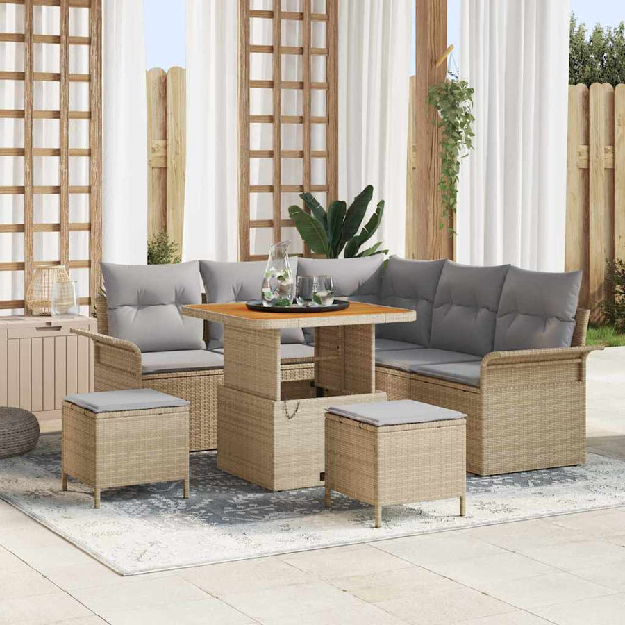 Tuin Sofa Set Met Kussen Met Opslag 8 Pcs En Licht Grijs 80 cm tafellengte Beige Lichtgrijs