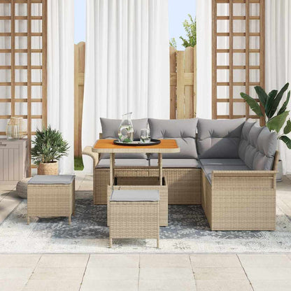 Tuin Sofa Set Met Kussen Met Opslag 8 Pcs En Licht Grijs 80 cm tafellengte Beige Lichtgrijs