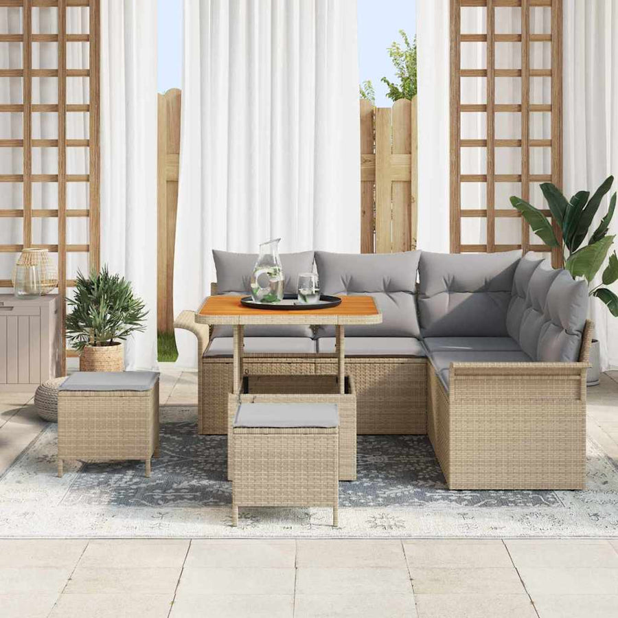 Tuin Sofa Set Met Kussen Met Opslag 8 Pcs En Licht Grijs 80 cm tafellengte Beige Lichtgrijs