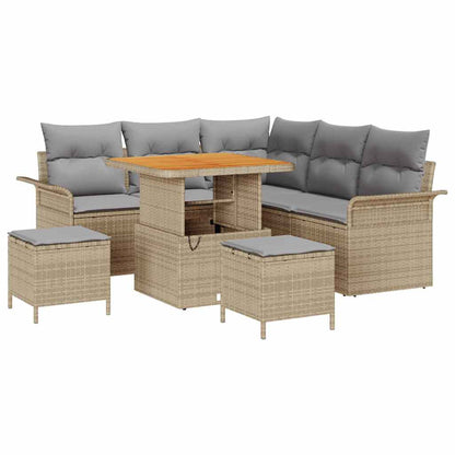 Tuin Sofa Set Met Kussen Met Opslag 8 Pcs En Licht Grijs 80 cm tafellengte Beige Lichtgrijs