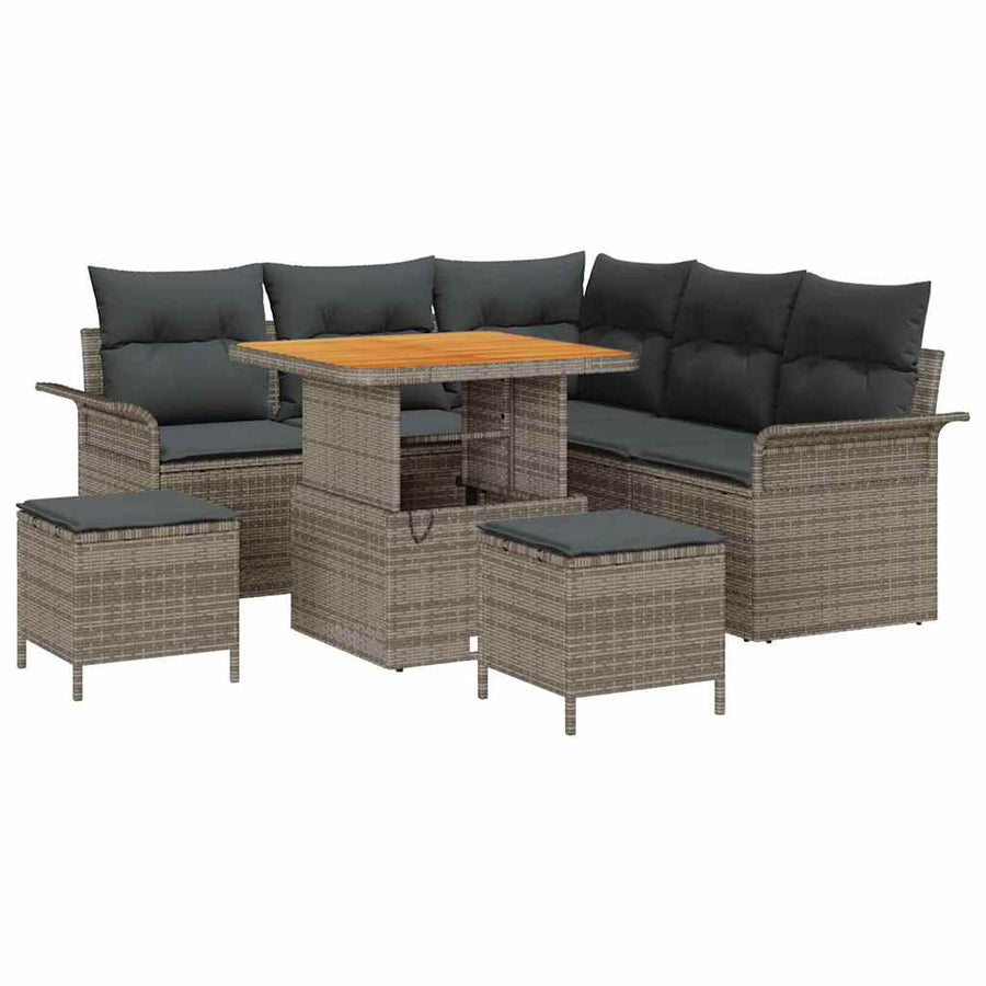 Tuin Sofa Set met kussen met opslag met kussen 8 pcs Grijs