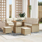 Loungeset 8-delig polyrattan acaciahout beige crème