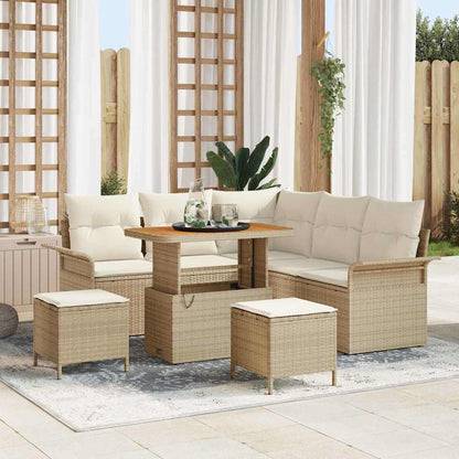 Tuin Sofa Set met kussen met opslag 8 pcs Beige en Crème