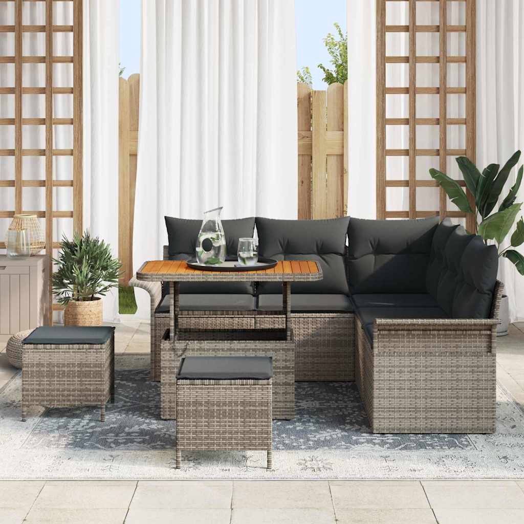 Tuin Sofa Set met kussen met opslag met kussen 8 pcs Grijs
