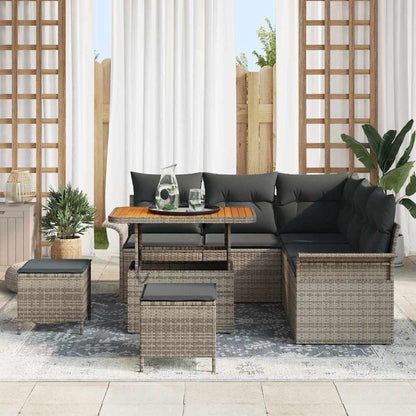 Tuin Sofa Set met kussen met opslag met kussen 8 pcs Grijs