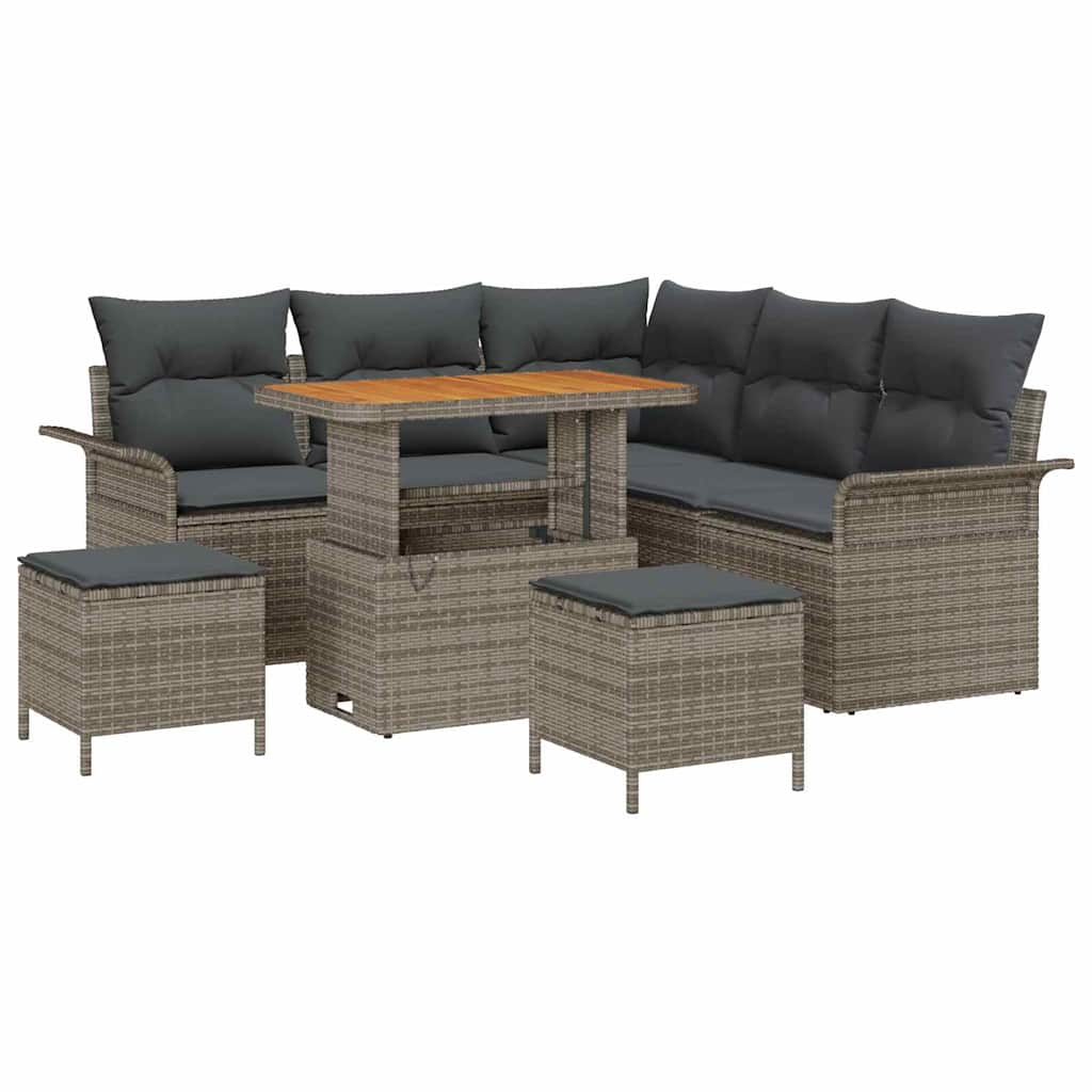 Tuin Sofa Set met kussen met opslag met kussen 8 pcs Grijs