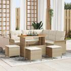 Loungeset 9-delig poly rattan acaciahout beige crème