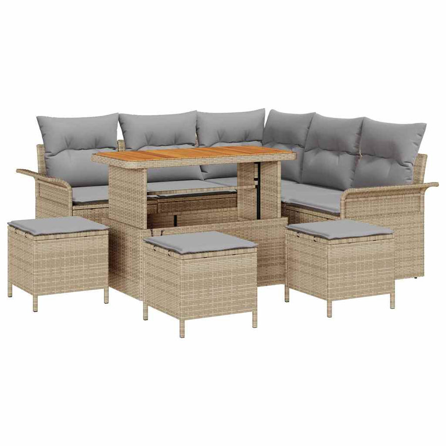 Tuin Sofa Set Met Kussen Met Opslag 9 Pcs En Licht Grijs 110 cm tafellengte Beige Lichtgrijs