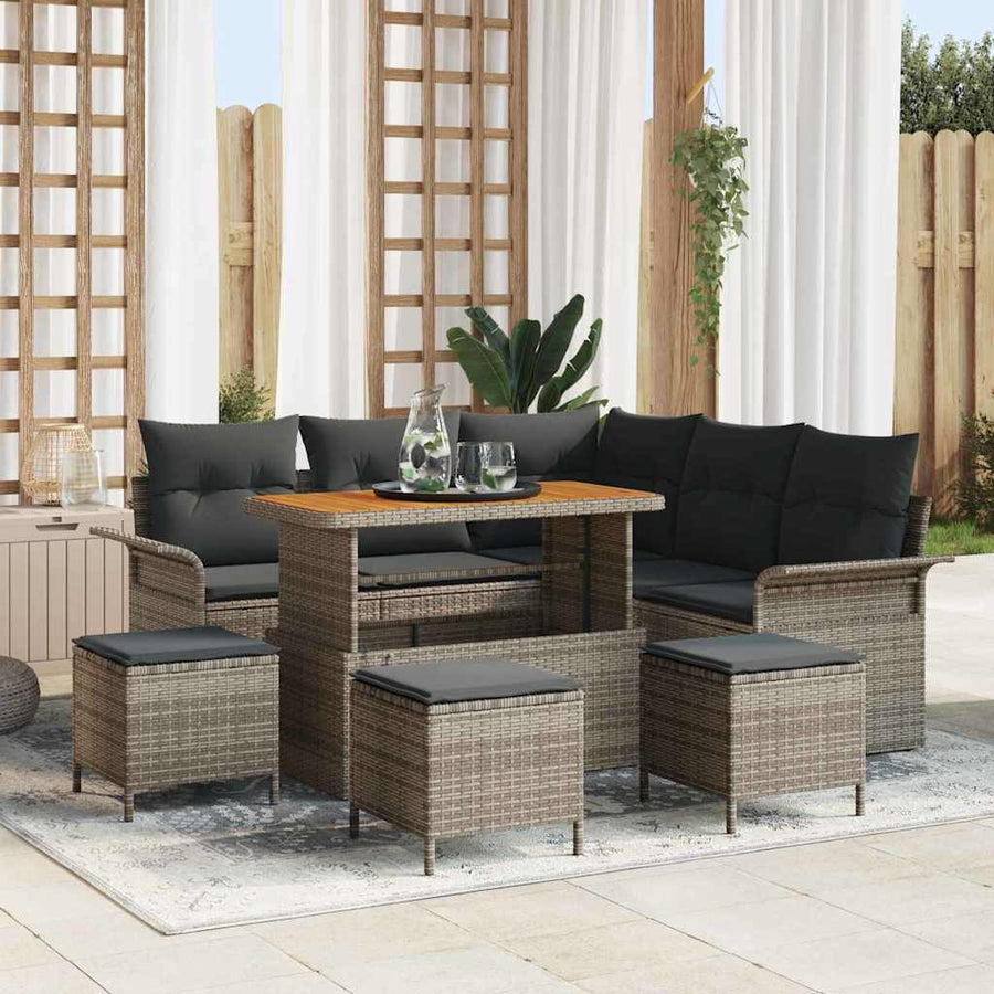 Tuin Sofa Set met kussen met opslag met kussen 9 pcs Grijs