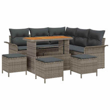 Tuin Sofa Set met kussen met opslag met kussen 9 pcs Grijs