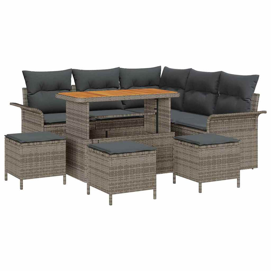 Tuin Sofa Set met kussen met opslag met kussen 9 pcs Grijs