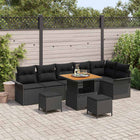 Garden Sofa Set with cushion with storage with cushion 9 pcs Black