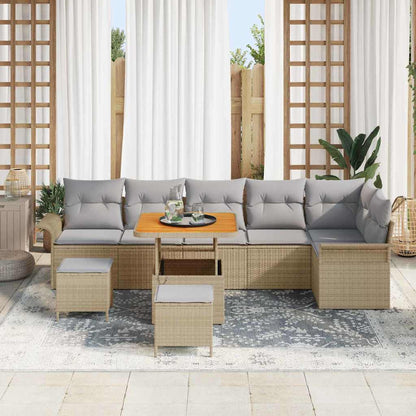Tuin Sofa Set Met Kussen Met Opslag 9 Pcs En Licht Grijs 80 cm tafellengte Beige Lichtgrijs