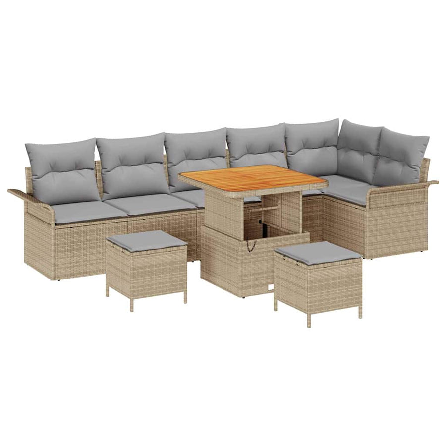 Tuin Sofa Set Met Kussen Met Opslag 9 Pcs En Licht Grijs 80 cm tafellengte Beige Lichtgrijs