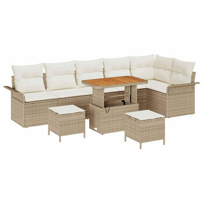 Tuin Sofa Set met kussen met opslag 9 pcs Beige en Crème
