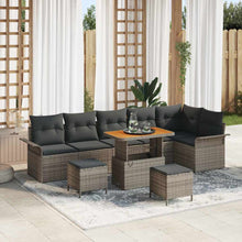 Tuin Sofa Set met kussen met opslag met kussen 9 pcs Grijs