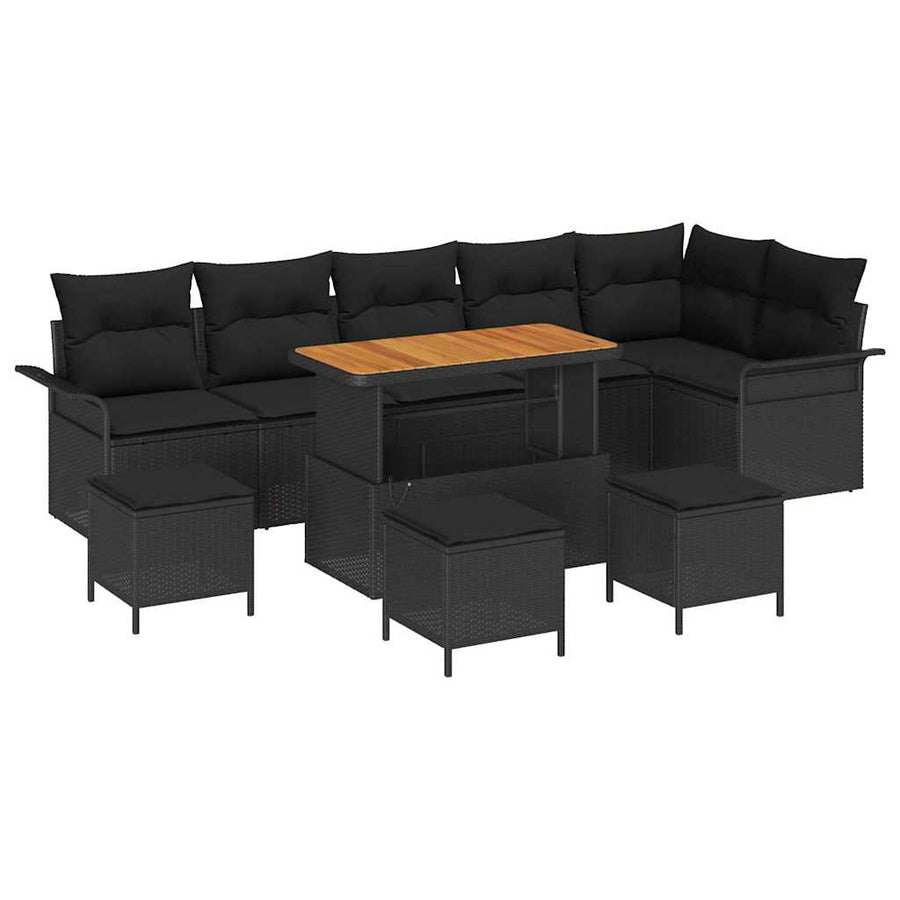 Tuin Sofa Set met kussen met opslag met kussen 10 pcs Zwart