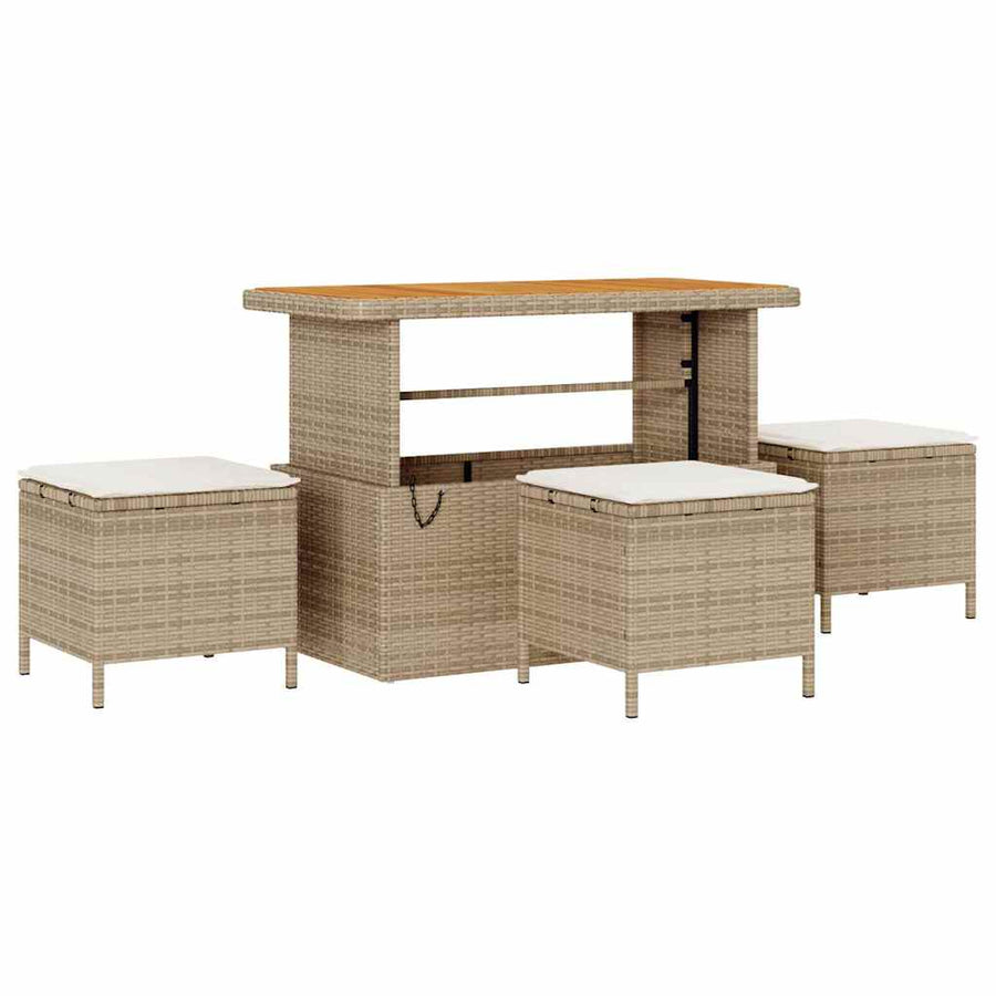 Tuin Sofa Set met kussen met opslag 10 pcs Beige en Crème