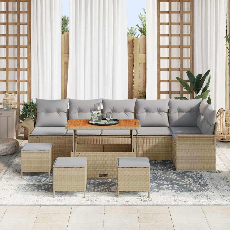 Tuin Sofa Set Met Kussen Met Opslag 10 Pcs En Licht Grijs 110 cm tafellengte Beige Lichtgrijs