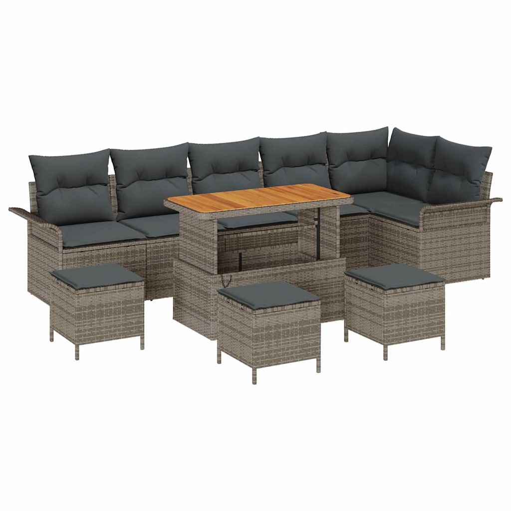 Tuin Sofa Set met kussen met opslag met kussen 10 pcs Grijs