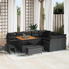 Tuinset poly rattan acaciahout zwart 12-delig