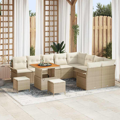 Tuin Sofa Set met kussen met opslag 12 pcs Beige en Crème