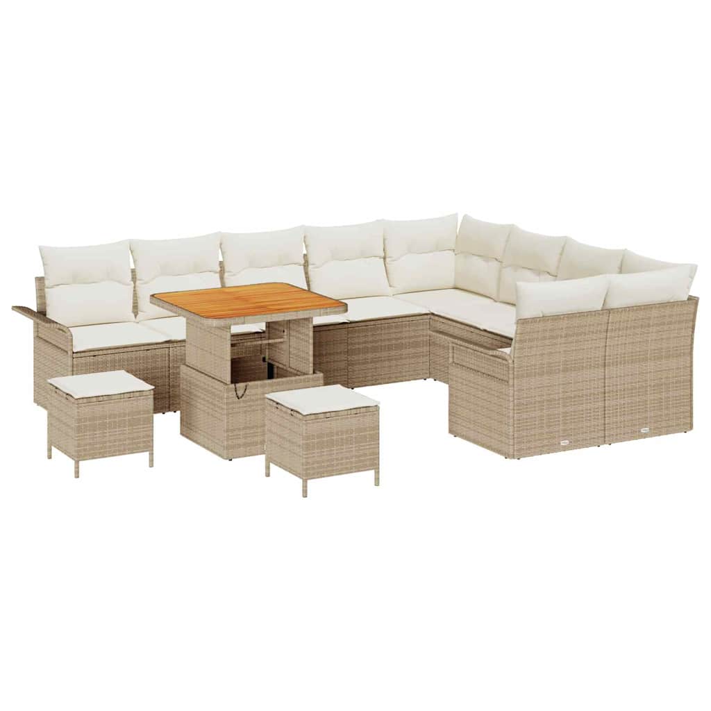 Tuin Sofa Set met kussen met opslag 12 pcs Beige en Crème