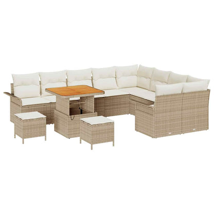 Tuin Sofa Set met kussen met opslag 12 pcs Beige en Crème