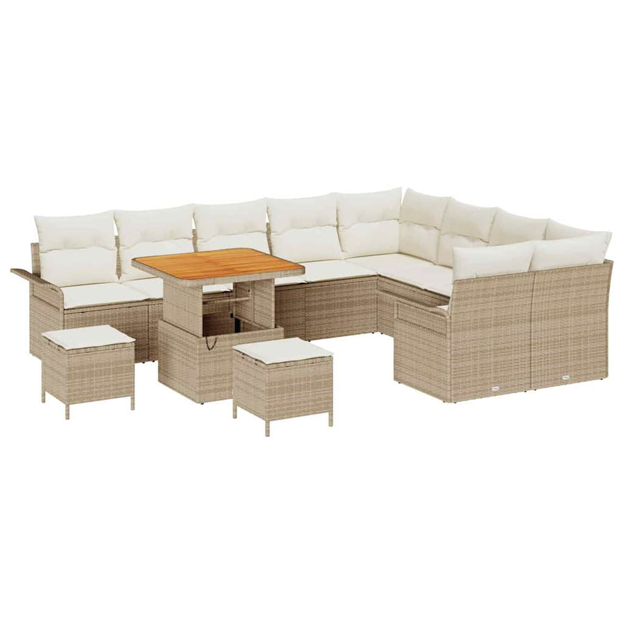 Tuin Sofa Set met kussen met opslag 12 pcs Beige en Crème
