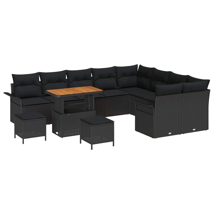 Tuin Sofa Set met kussen met opslag met kussen 12 pcs Zwart