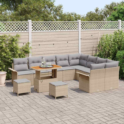 Tuin Sofa Set met kussen met opslag 12 pcs Beige en Licht Grijs