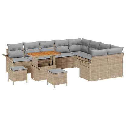 Tuin Sofa Set met kussen met opslag 12 pcs Beige en Licht Grijs