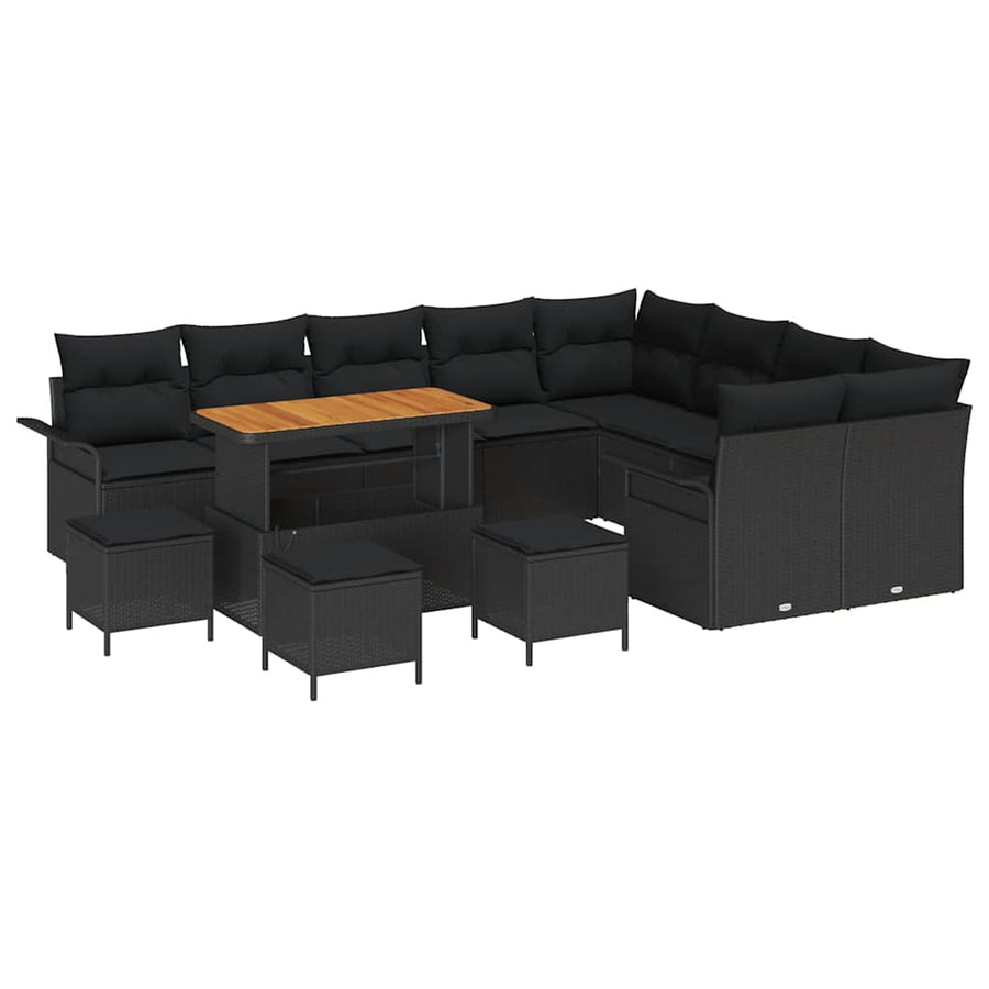 Tuin Sofa Set met kussen met opslag met kussen 13 pcs Zwart