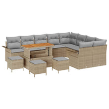 Tuin Sofa Set met kussen met opslag 13 pcs Beige en Licht Grijs