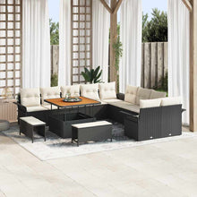 Tuin Sofa Set met kussen met opslag 13 pcs Zwart en Crème