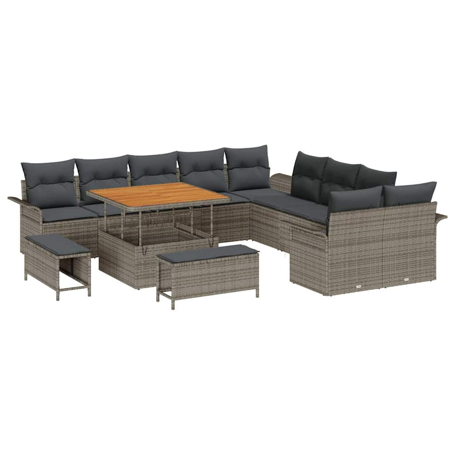 Tuin Sofa Set met kussen met opslag met kussen 13 pcs Grijs